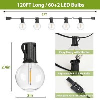 200Ft Outdoor String Lights Waterproof Outside Patio String Lights With 102 Shatterproof Dimmable G40 Led Globe Bulbs Connecta