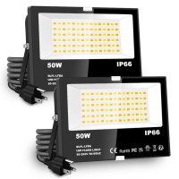 Melpo 50W Led Flood Light Outdoor Work With Alexa, 5000Lm, 2700K-6000K Adjustable, Timing,Smart Led Flood Security Light For Yard, Garden, Lawn, Garage, Ip66 Waterproof Us Plug (2 Pack)