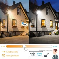 Melpo 50W Led Flood Light Outdoor Work With Alexa, 5000Lm, 2700K-6000K Adjustable, Timing,Smart Led Flood Security Light For Yard, Garden, Lawn, Garage, Ip66 Waterproof Us Plug (2 Pack)