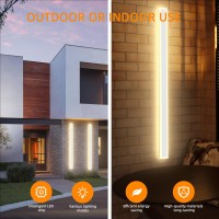 2 Pack Outdoor Wall Lights, Modern Long Led Wall Sconce, Waterproof Ip65 Warm/Rgb 110V Outdoor Garage Lights Wall Mount Frosted White Acrylic Exterior Light Fixture For Patio (White 60In)