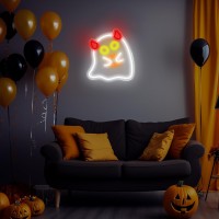 Lpmylmc 126In11In Ghost Neon Signs For Wall Decor Dimmable Led Neon Signs For Gaming Room Bedroom Family Birthday Bar Wedding