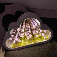 Majs Tulip With Mirror Cloud Diy, Led Lights Lamp Tulips Flower Simulation Lamp Tulip Cloud Handmade Home Decoration Mirror Light Night Bedroom Lamp Esa