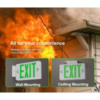 Cm Mzy Led Exit Sign With Emergency Lights Exit Sign Light With Battery Backup Double Side Green Letter Commercial Emergency Ex