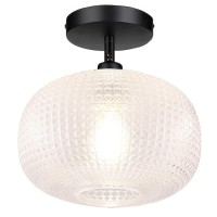 Semi Flush Mount Ceiling Light Black Hallway Light Fixture Globe Glass Ceiling Lights Vintage Close To Ceiling Light Industrial