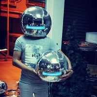 Disco Ball Helmet, Mirror Ball Helmet, Silver Glitter Disco Helmet With Light, 11.8 Inch, Mirror Glass Reflective Ball Helmet For Night Club, Party, Dj, Stage And Wedding (Colorful Lights)