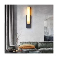 Bodhis Modern Fake Marble Wall Sconce Gold Marble Linear Led Wall Light Black Minimalist Industrial Wall Lamp Indoor For Bedroom Hallway Bathroom Porch (Color : Dark)