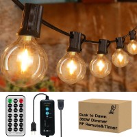 Ccinny 27 G40 Led 46Ft Outdoor String Lights Waterproof With 360W Dimmer Dusk To Dawn Patio Lights For Outside With Wireless Rem