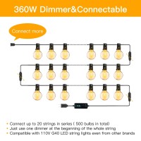 Ccinny 27 G40 Led 46Ft Outdoor String Lights Waterproof With 360W Dimmer Dusk To Dawn Patio Lights For Outside With Wireless Rem