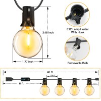 Ccinny 27 G40 Led 46Ft Outdoor String Lights Waterproof With 360W Dimmer Dusk To Dawn Patio Lights For Outside With Wireless Rem