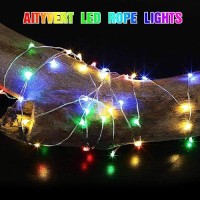 Bebrant Led Rope Lights Battery Operated String Lights33Ft 100 Leds 8 Modes Outdoor Waterproof Fairy Lights Dimmabletimer With