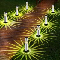 Pearlstar Solar Outdoor Lights 10 Pack Waterproof Stainless Steel Solar Stake Lights Solar Light Outside For Pathway Path Walkw