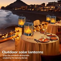 Solar Hanging Lanterns Outdoor Flickering Flames Outdoor Solar Lights Hanging Lanterns Waterproof Decoration Lighting For Table