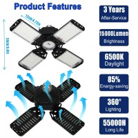 Qiyuanls 150W Led Garage Light 4Pack 15000Lumen Led Garage Ceiling Lights E26 E27 Led Shop Light 41 Adjustable Panel 6500K S