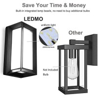 Ledmo Exterior Wall Lights Led Beads 1800Lm Carriage Lights Fixtures Wall Mount Matte Black Outdoor Garage Lights 6000K Aluminum Shade Modern Ip65 Waterproof For House Porch Walkway Coach 4 Pack