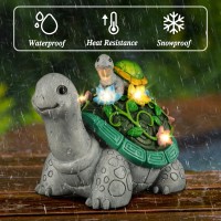 Leses Garden Statues Turtle Solar Statue Garden Decor Clearance Cute Turtle Figurines With Baby 7 Led Solar Lights Lawn Deco