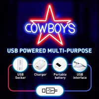 Cowboy Neon Sign Dimmer Cowboys Pentagram Neon Light 126 X 1023 Inch Usb Powered Dallas Led Neon Lights For Party Bar Fam