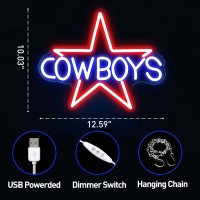 Cowboy Neon Sign Dimmer Cowboys Pentagram Neon Light 126 X 1023 Inch Usb Powered Dallas Led Neon Lights For Party Bar Fam