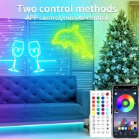 Vimeepro Led Neon Rope Lights 50Ft Music Sync Ip65 Waterproof Flexible Led Rope Lights 44Key Remoteapp Control Outdoor Rgb Neon