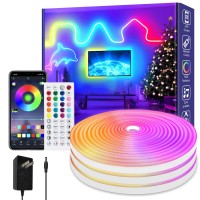 Vimeepro 50Ft Led Neon Rope Lights Music Sync Ip65 Waterproof Flexible Led Rope Lights 40Key Remoteapp Control Outdoor Rgb Neon