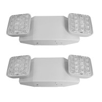 Lit-Path Led Emergency Exit Lighting Fixtures With 2 Led Heads And Back Up Batteries- Us Standard Emergency Light, Ul 924 And Cec Qualified, 120-277 Voltage, 2-Pack