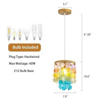 Tribillion Colorful Bedroom Chandelier Capiz Shell D76 H109 Mini Chandelier Wind Chimes Hanging Swag Farmhouse Chandelier Kitc