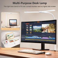 Eppiebasic Led Desk Lamp,Double Head Architect Desk Lamps For Home Office,Extra Bright Workbench Office Lighting,Eye Protection Modern Desk Light For Monitor Working Reading White 1200Lm