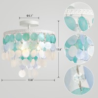 Tribillion 138 Natural Capiz Shell Chandelier 3 Light Mini Chandelier Boho Ceiling Light Entryway Light Fixture For Girls Be