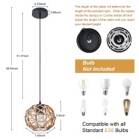 Kinkai Pendant Light Fixture 1Pack Rattan Kitchen Island Pendant Lights Black Retro Lantern Indoor Lighting For Dining Room Ent