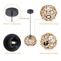 Kinkai Pendant Light Fixture 1Pack Rattan Kitchen Island Pendant Lights Black Retro Lantern Indoor Lighting For Dining Room Ent