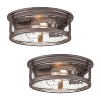 Foitton 2Pack Industrial Flush Mount Light Fixture 2Light Farmhouse Ceiling Lights For Hallway Kitchen Stairways Bedroom Oil R