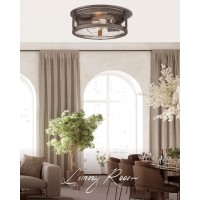 Foitton 2Pack Industrial Flush Mount Light Fixture 2Light Farmhouse Ceiling Lights For Hallway Kitchen Stairways Bedroom Oil R