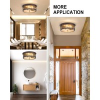 Foitton 2Pack Industrial Flush Mount Light Fixture 2Light Farmhouse Ceiling Lights For Hallway Kitchen Stairways Bedroom Oil R