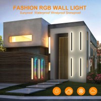 2Pack Long Outdoor Wall Lights, Modern Led Wall Sconce,30W Waterproof Ip65 Rgb Warm White 110V Led Wall Mount Lighting Fixture Rectangular Black Long Led Lights, For Home Patio Decor (40 Inch)