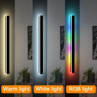 2Pack Long Outdoor Wall Lights, Modern Led Wall Sconce,30W Waterproof Ip65 Rgb Warm White 110V Led Wall Mount Lighting Fixture Rectangular Black Long Led Lights, For Home Patio Decor (40 Inch)