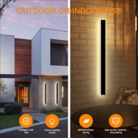 2Pack Long Outdoor Wall Lights, Modern Led Wall Sconce,30W Waterproof Ip65 Rgb Warm White 110V Led Wall Mount Lighting Fixture Rectangular Black Long Led Lights, For Home Patio Decor (40 Inch)