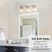 Espird Brushed Nickel Bathroom Vanity Light, Square Design & Ul Certification, 3 Lights Bathroom Lighting Fixtures Over Mirror, Vanity Lights For Bathroom/Living Room/Bedroom