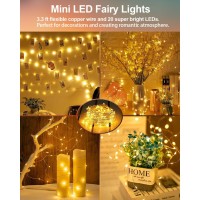 20 Pack Fairy Lights Battery Operated 33Ft 20 Led Mini String Lights Copper Wire Twinkle Lights For Mason Jars Festivals Weddin