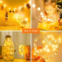 Litogo 50 Pack Fairy Lights Battery Operated 7Ft 20 Led Fairy Lights Waterproof Silver Wire Battery Fairy Lights Mini Fairy Li