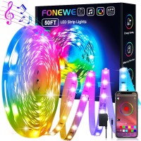 Fonewe Rgb Led Strip Lights 50Ft Led Lights For Bedroom Rgb Music Sync Color Changing Led Light Strip Led Lights For Halloween Christmas Home Decorations