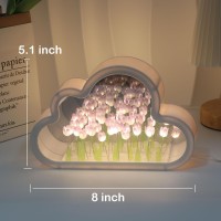 Itownkn Tulip Night Light Mirror Cloud Lights Simulation Flower Decorative Night Lamp Livingroom Decor Table Lamp Teen Girl Frie