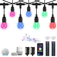 Emaner Outdoor String Lights Color Changing 96Ft Wifi App String Light Music Sync With Remote Alexa Google Home Compatible I