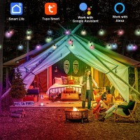 Emaner Outdoor String Lights Color Changing 96Ft Wifi App String Light Music Sync With Remote Alexa Google Home Compatible I