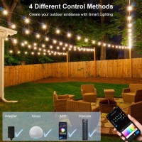 Emaner Outdoor String Lights Color Changing 96Ft Wifi App String Light Music Sync With Remote Alexa Google Home Compatible I