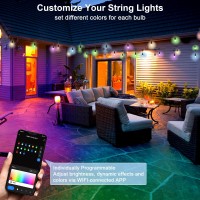 Emaner Outdoor String Lights Color Changing 96Ft Wifi App String Light Music Sync With Remote Alexa Google Home Compatible I