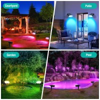 Aounq 68 Leds Rgbw Solar Spot Lights Outdoor 1000 Lumens 9 Lighting Modes Color Changing Solar Outdoor Lights Ip67 Waterproof