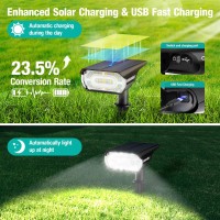 Aounq 68 Leds Rgbw Solar Spot Lights Outdoor 1000 Lumens 9 Lighting Modes Color Changing Solar Outdoor Lights Ip67 Waterproof