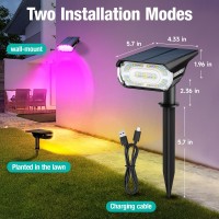 Aounq 68 Leds Rgbw Solar Spot Lights Outdoor 1000 Lumens 9 Lighting Modes Color Changing Solar Outdoor Lights Ip67 Waterproof