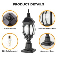 Lutec Solar Post Light With Pier Mount Base Dusk To Dawn Aluminium Solar Lamp Post Light Exterior Black Solar Powered Fence Po