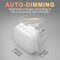 Led Night Lights Plug Into Wall, Nightlights With Light Sensor Dusk To Dawn, 0.3W Square Plug In Night Light For Kids, 3000K Warm White Night Light For Bathroom Bedroom Kitchen, 2 Pack Night Lights