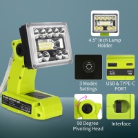 1000Lm Cordless Light For Ryobi One 18V Liion Nicad Nimh Battery Portable Led Spotlight With Usb Typec Port 19W Led Wor